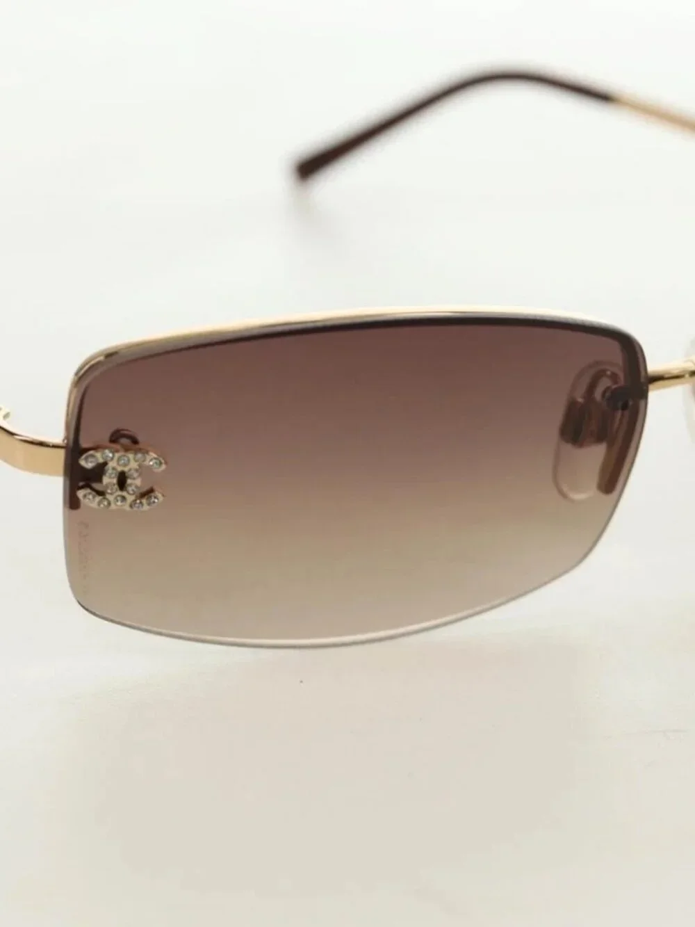 CHANEL Sunglasses Metal Gold CC Auth yk20538M